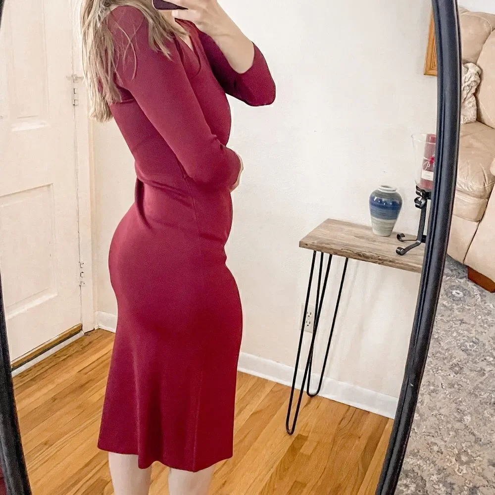 Theory Daverin Lustrate Sheath Dress in Burgundy S